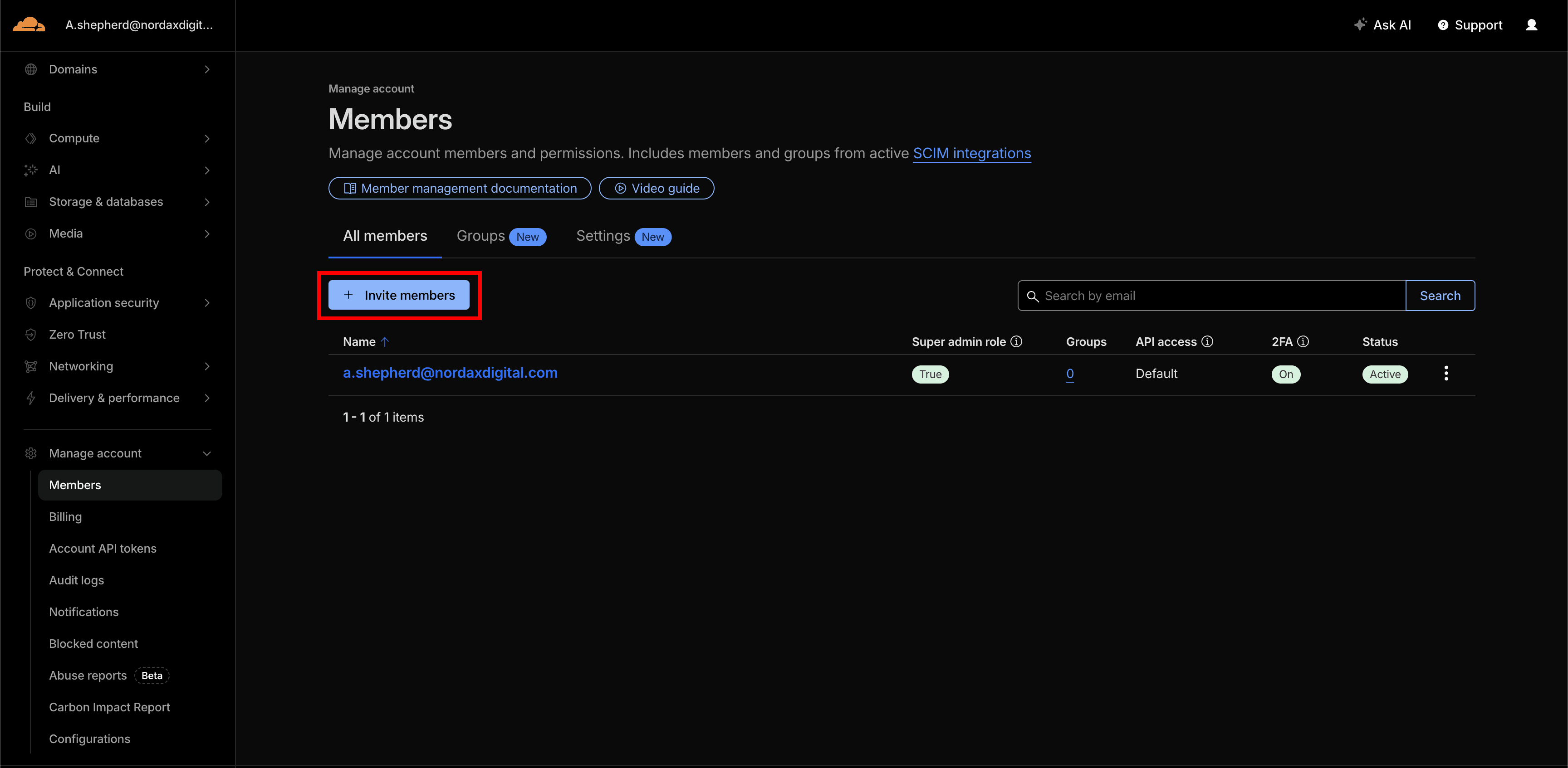 Cloudflare – Role and scope selection