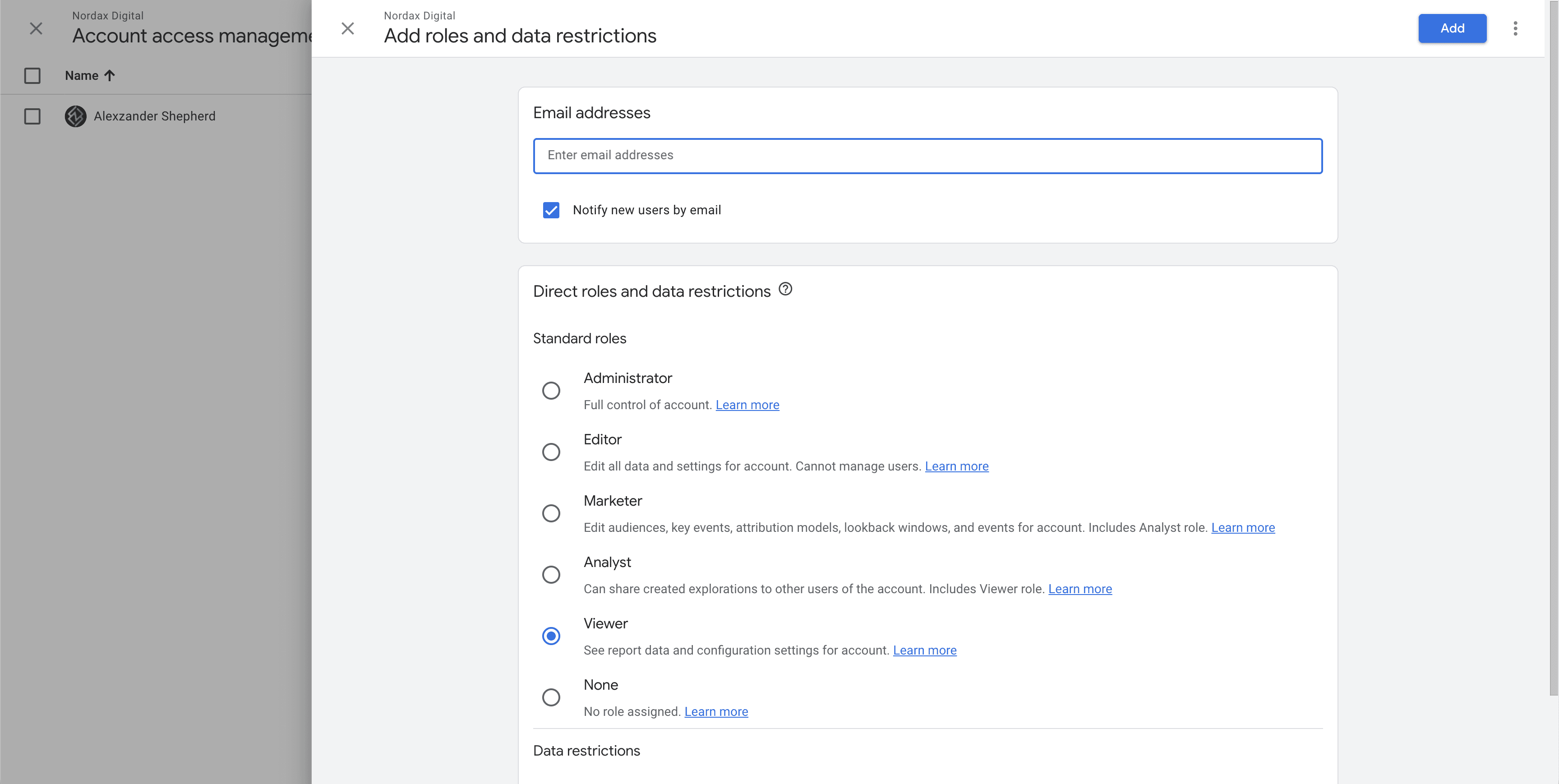 Google Analytics – User added confirmation