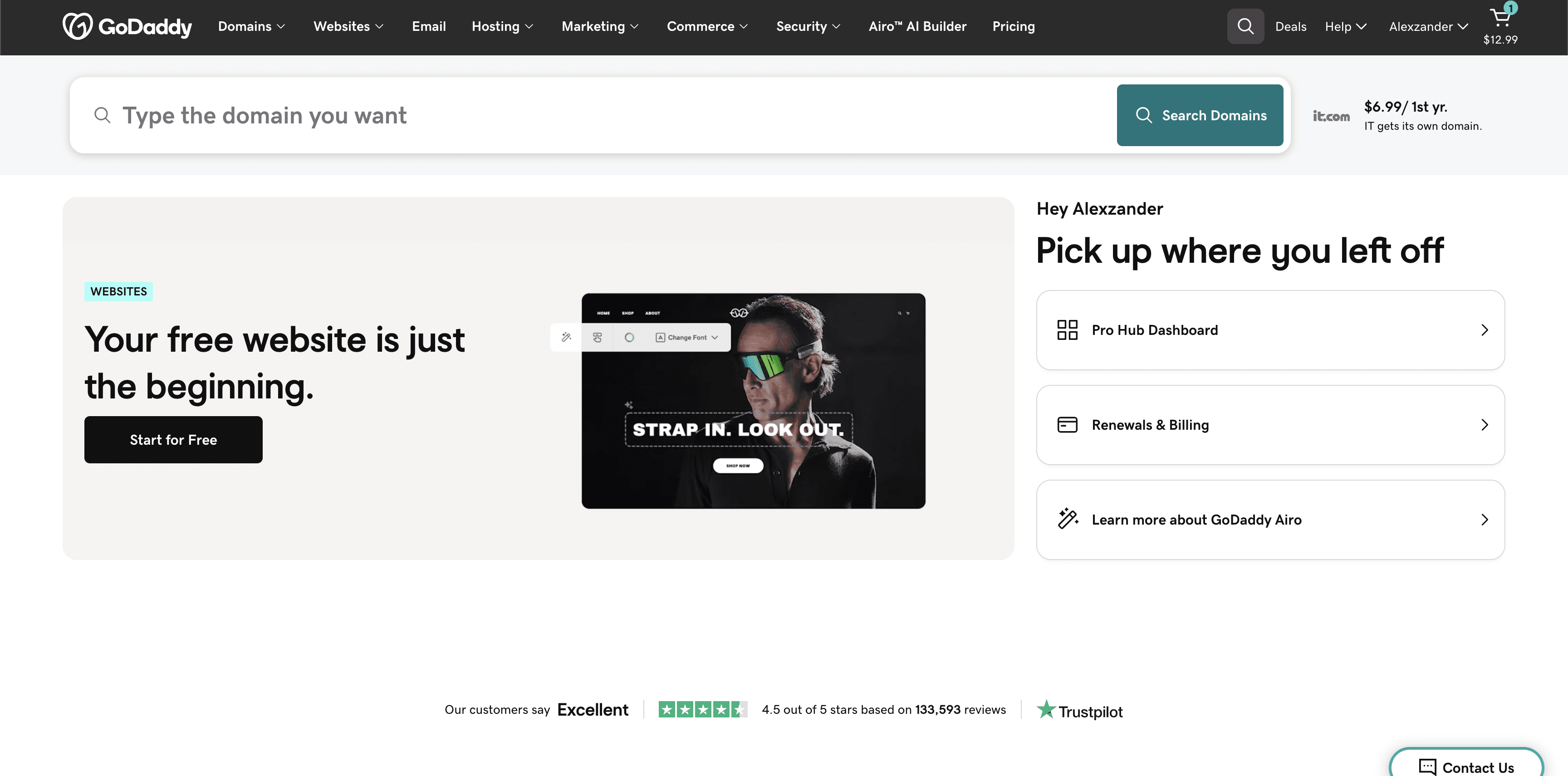 GoDaddy – Account Settings