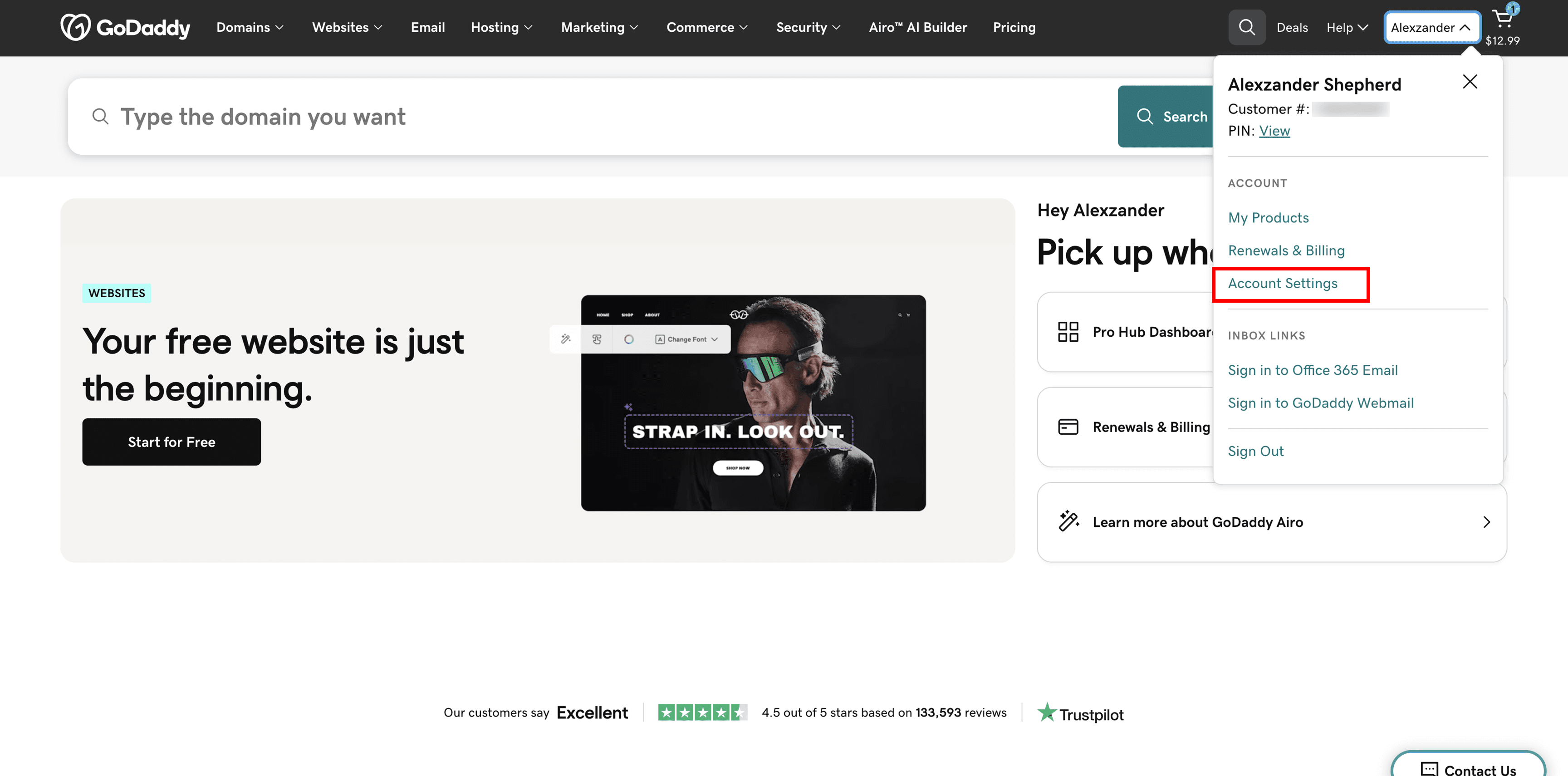 GoDaddy – Delegate Access section