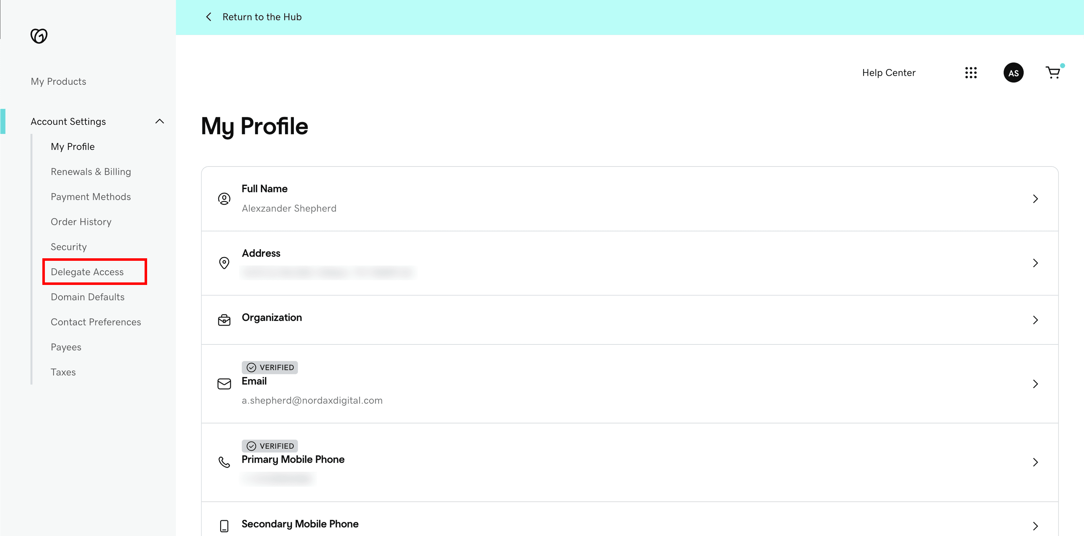 GoDaddy – Invite delegate form