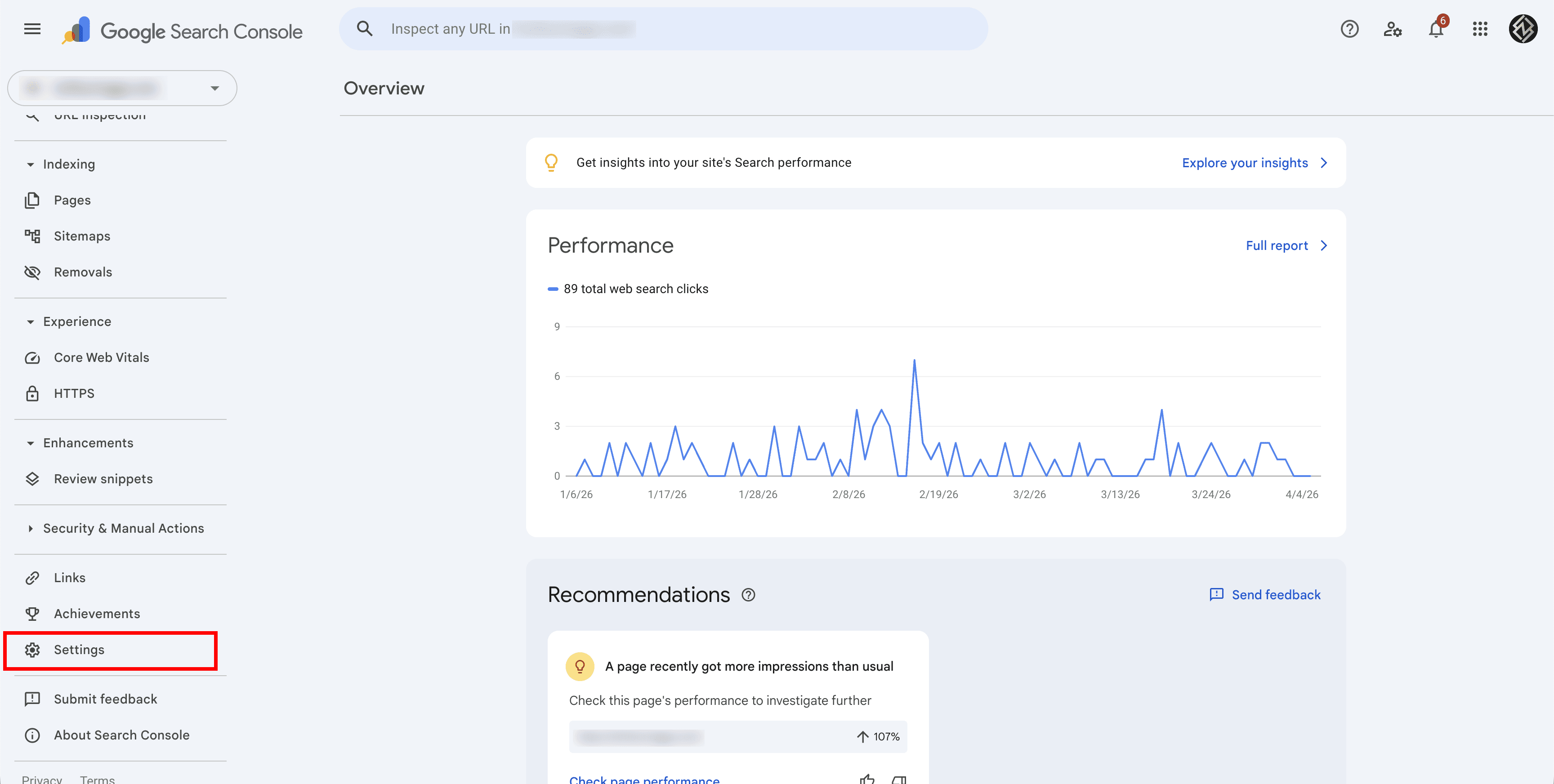 Google Search Console – Settings