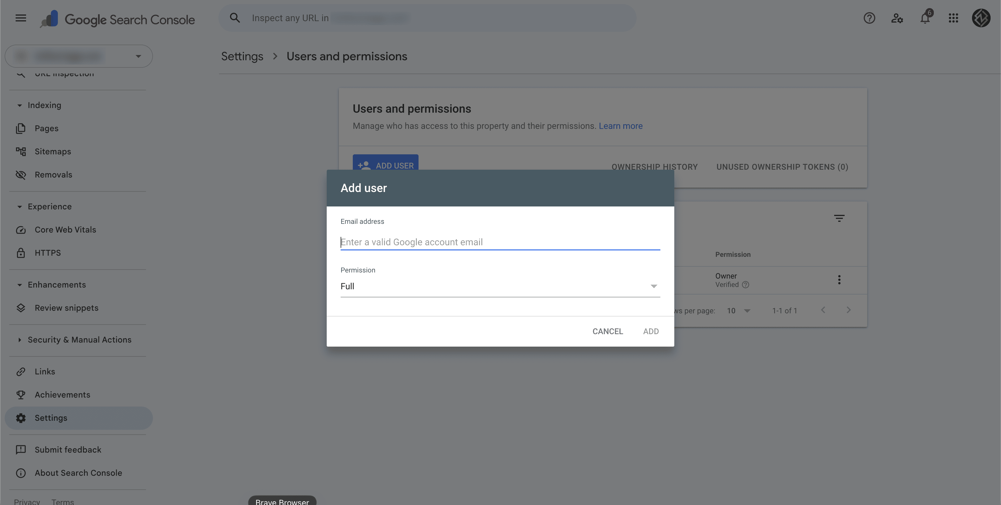 Google Search Console – User added confirmation