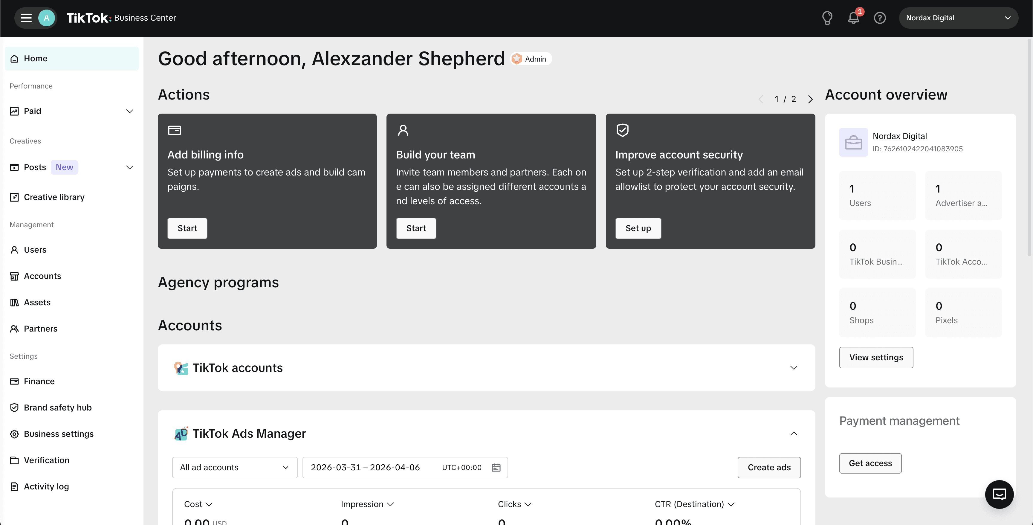 TikTok Business Center – Home
