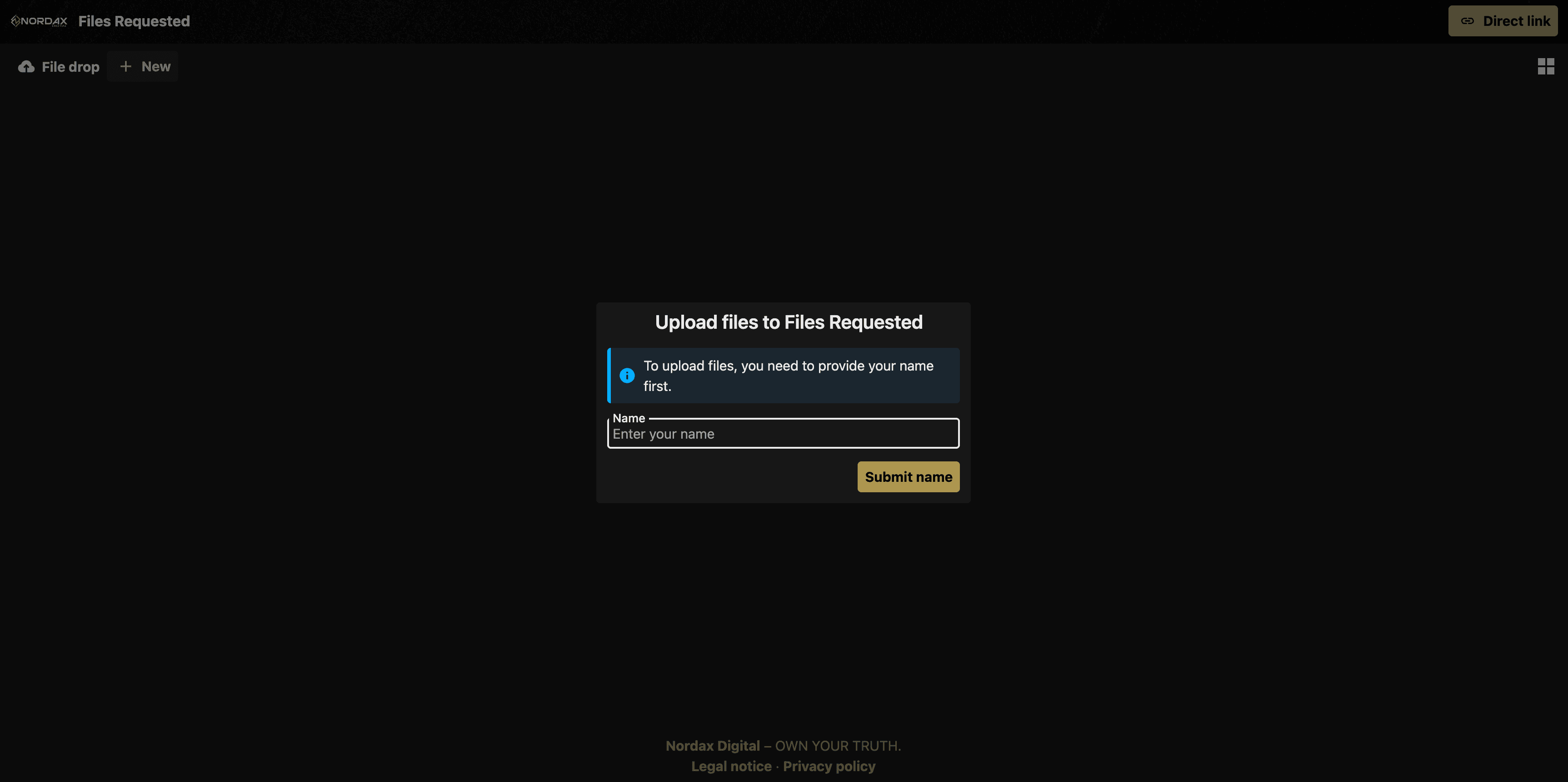 Nordax Cloud Upload Interface